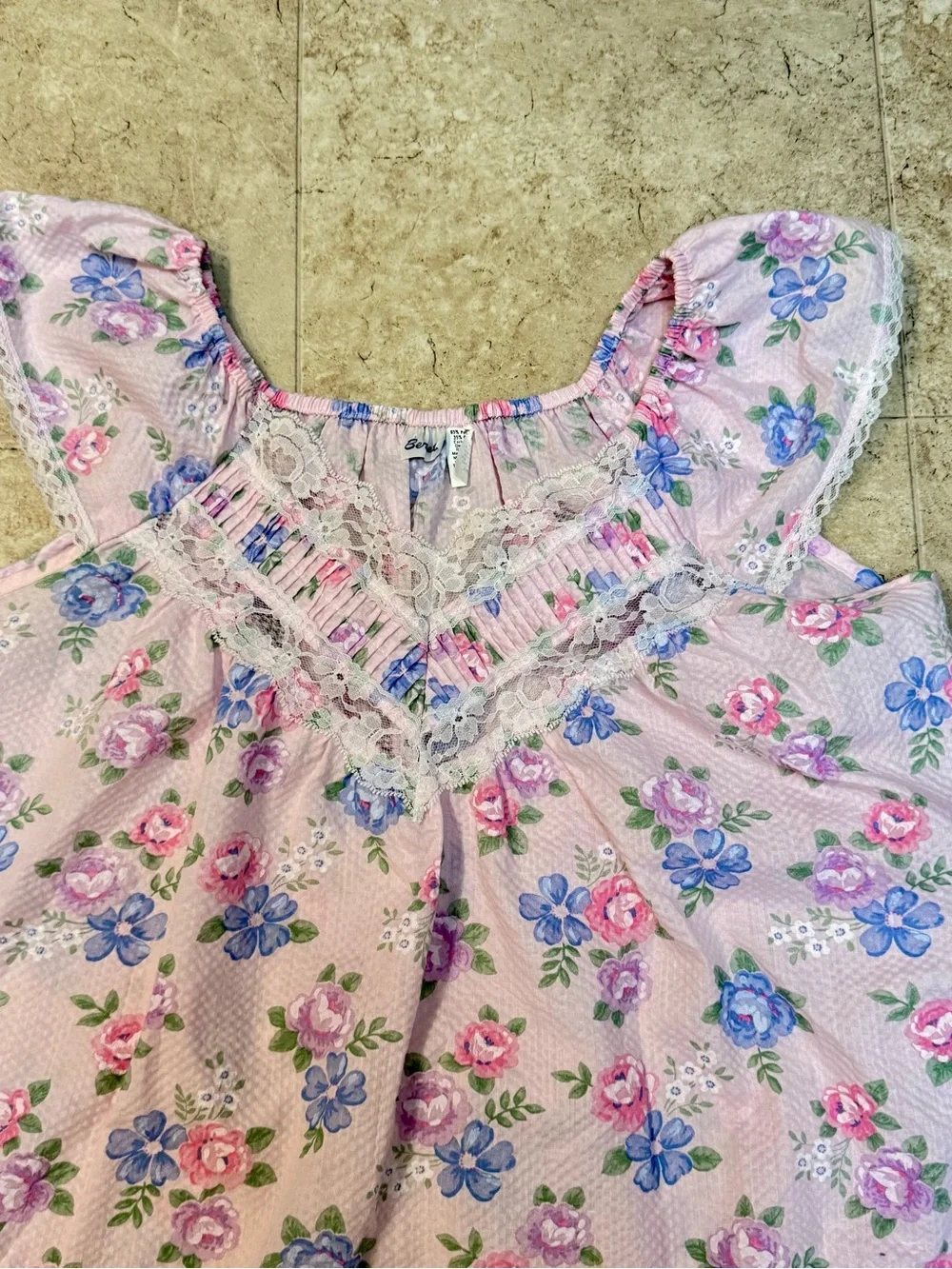 Vintage Berrette New York Women’s Pink Floral Sleeveless Nightgown Small